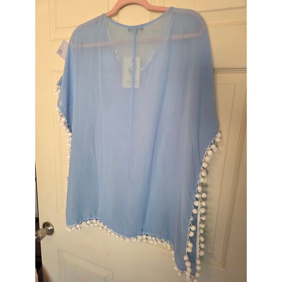 Swim Cover light blue chiffon with white lace and trim detail - Picture 4 of 5